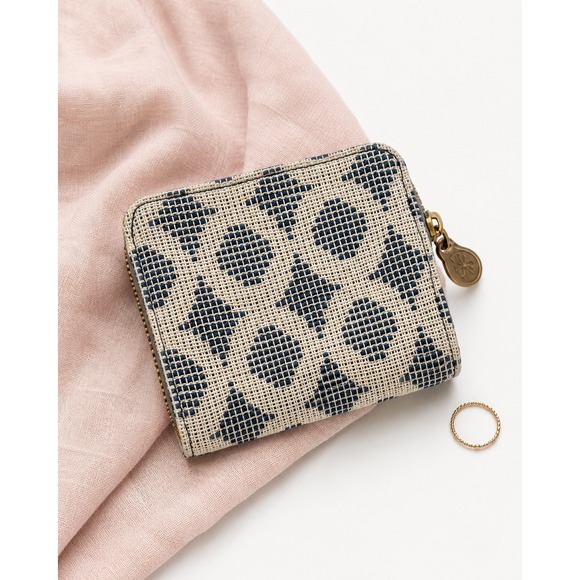 thirty-one Accessories - NWT Thirty-One Woven Bifold Wallet Navy Cream Zip Coastal Preppy Resort